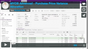 MYOB Advanced Demonstration Video - Purchase Price Variance Allocation